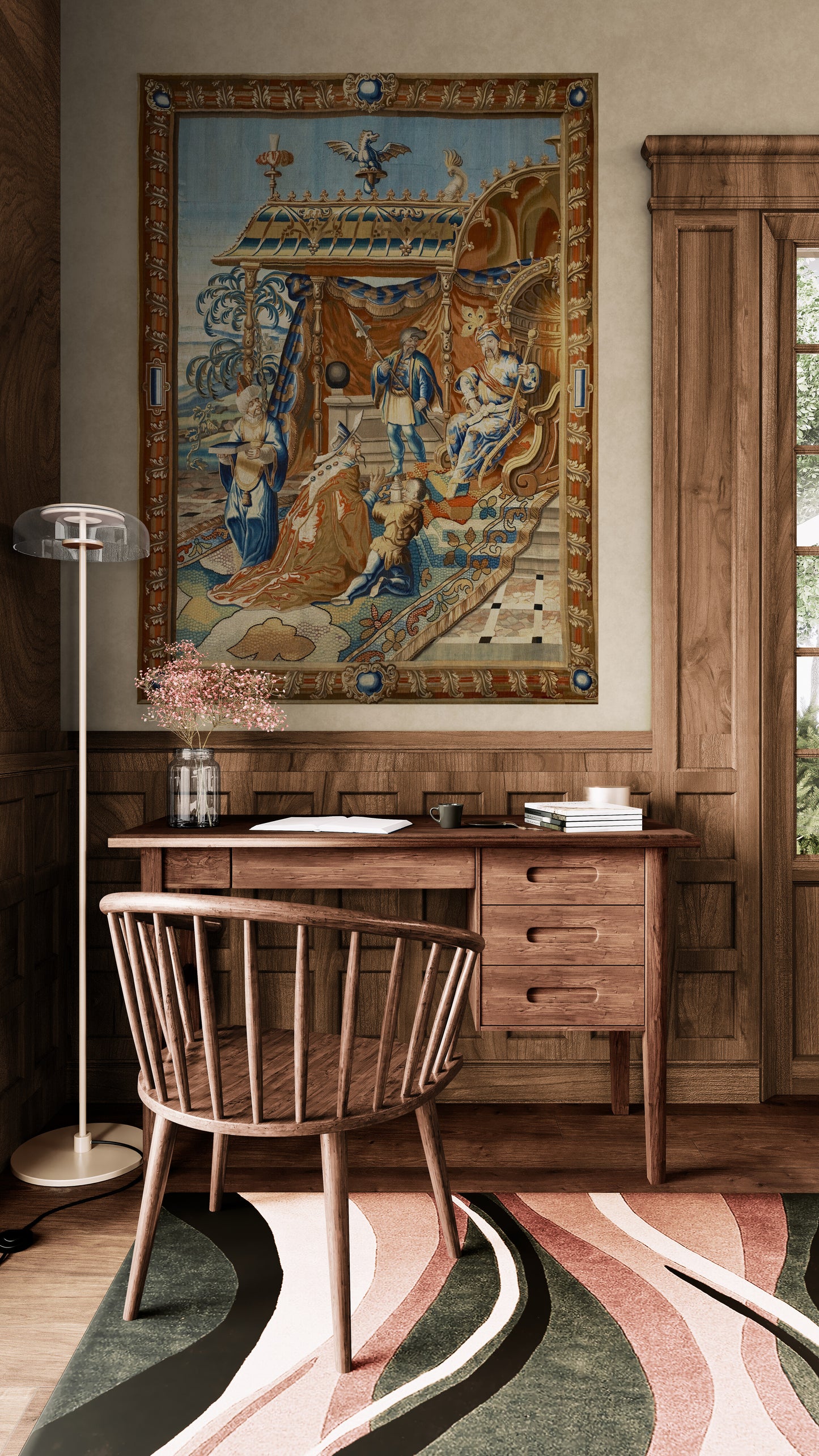 A Journey into Majesty – Own the Enchanting ‘Scholar Before the Grand Mogul’ Tapestry RE819413