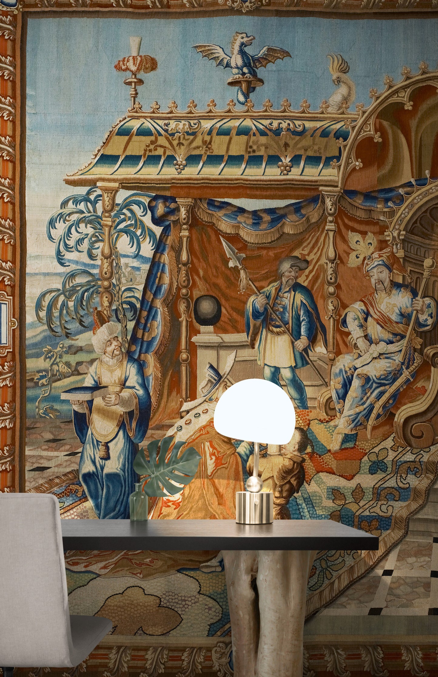 A Journey into Majesty – Own the Enchanting ‘Scholar Before the Grand Mogul’ Tapestry RE819413